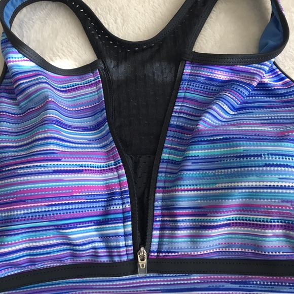 Free Country Specks Zip Front Tankini Swim Top S - Picture 8 of 8